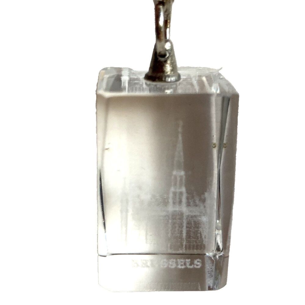 Grand Place Brussels Belgium Keychain Souvenir Vintage Crystal Hologram Souvenir